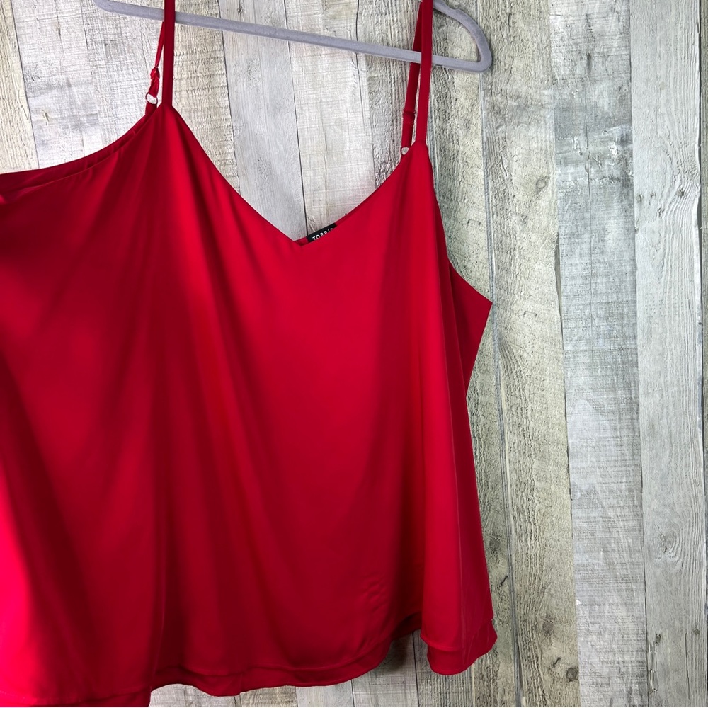 Torrid Size 4(4X)(26) FLAWED SNAGS & 1 SMALL SPOT Red Satin Cami w/Adj Straps